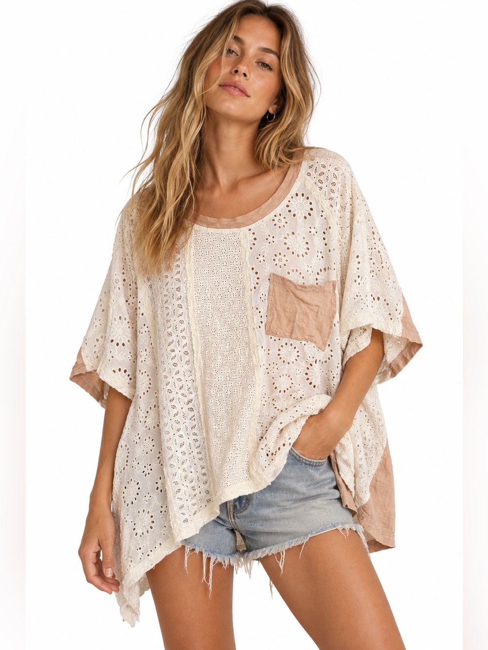 Oli & Hali Oversized Eyelet Top